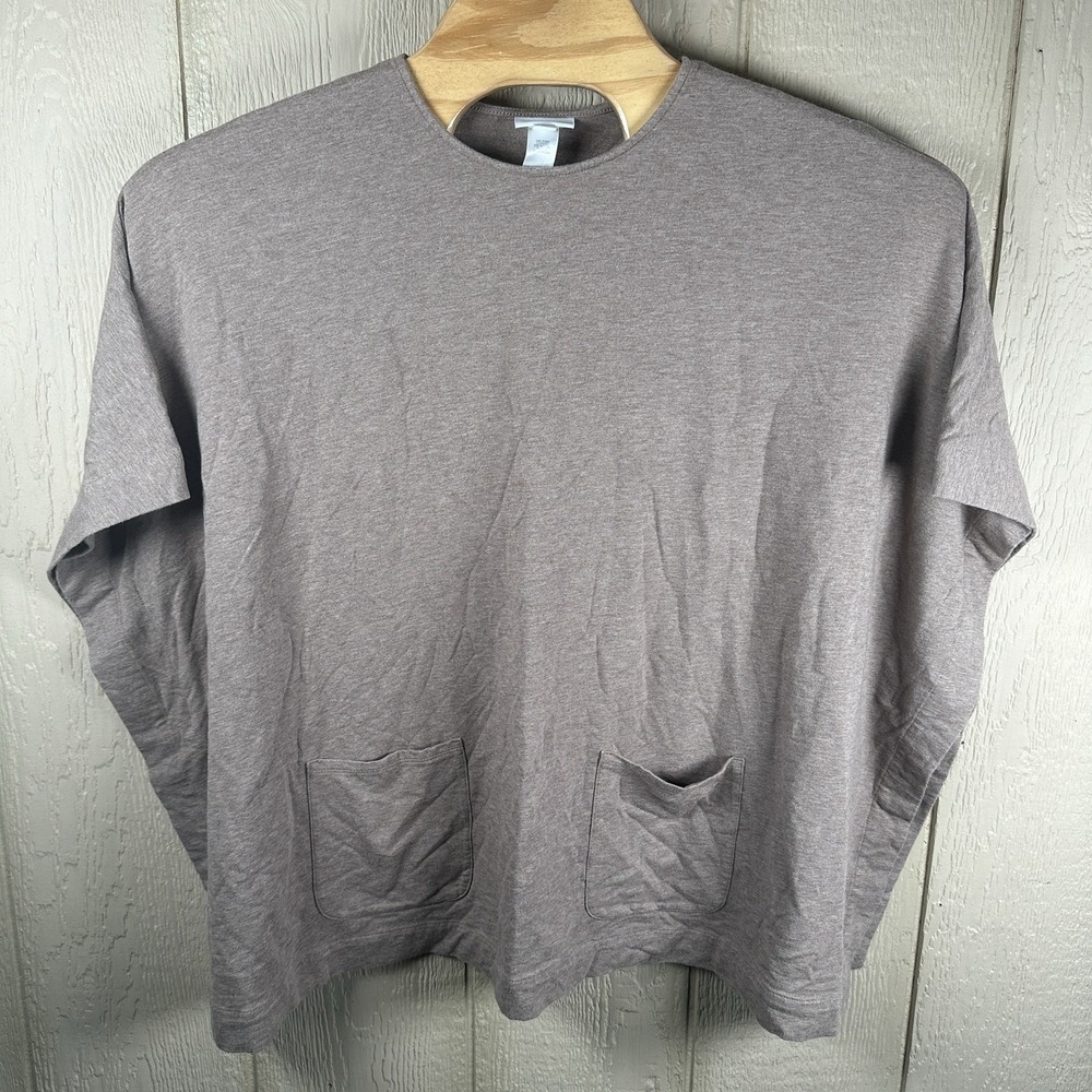 Pure J Jill Poncho Tunic Top Size M/L Taupe Brown Pima Cotton Oversized Pullover